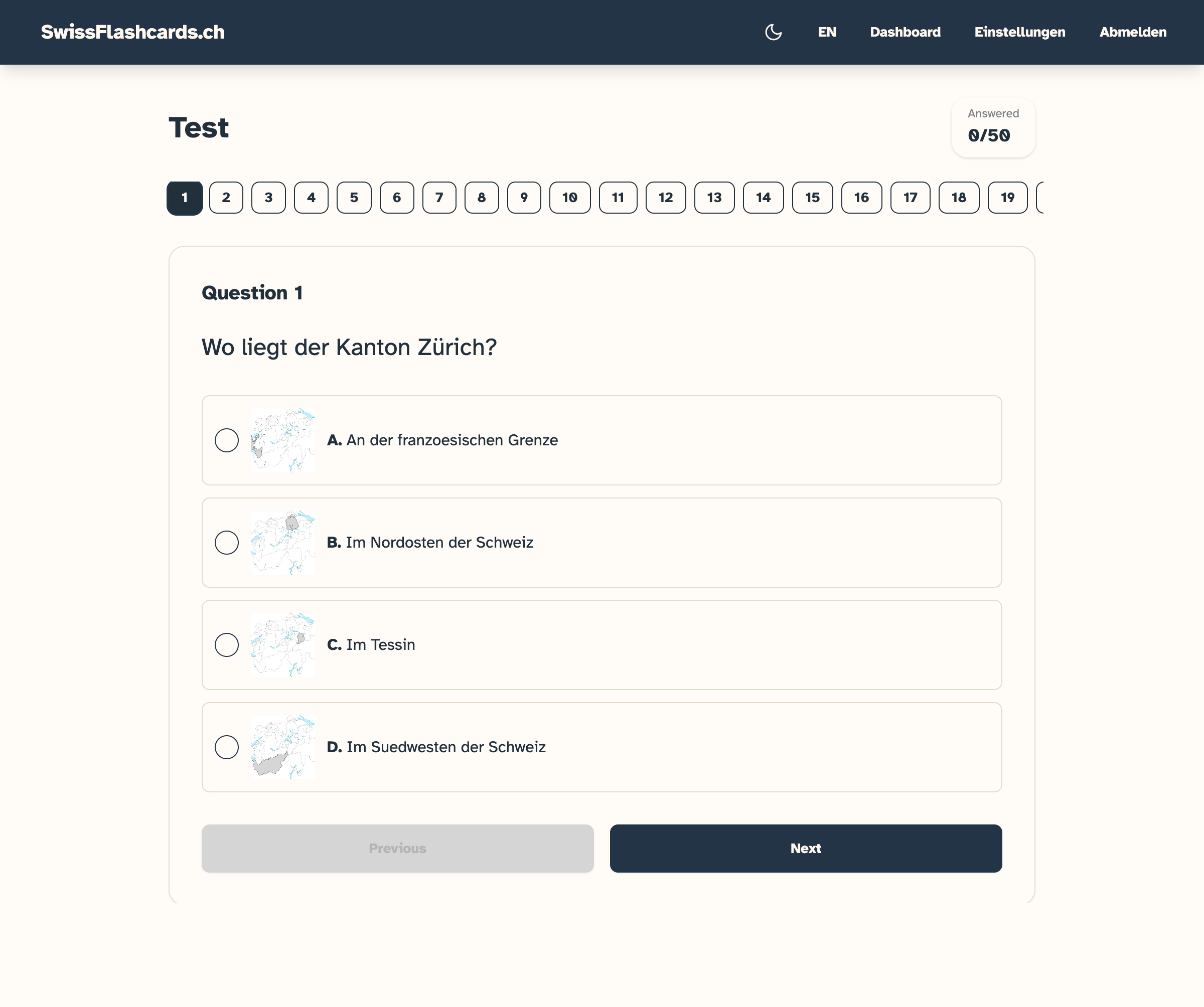 Prüfungssimulation mit Multiple-Choice-Fragen im Prüfungsstil